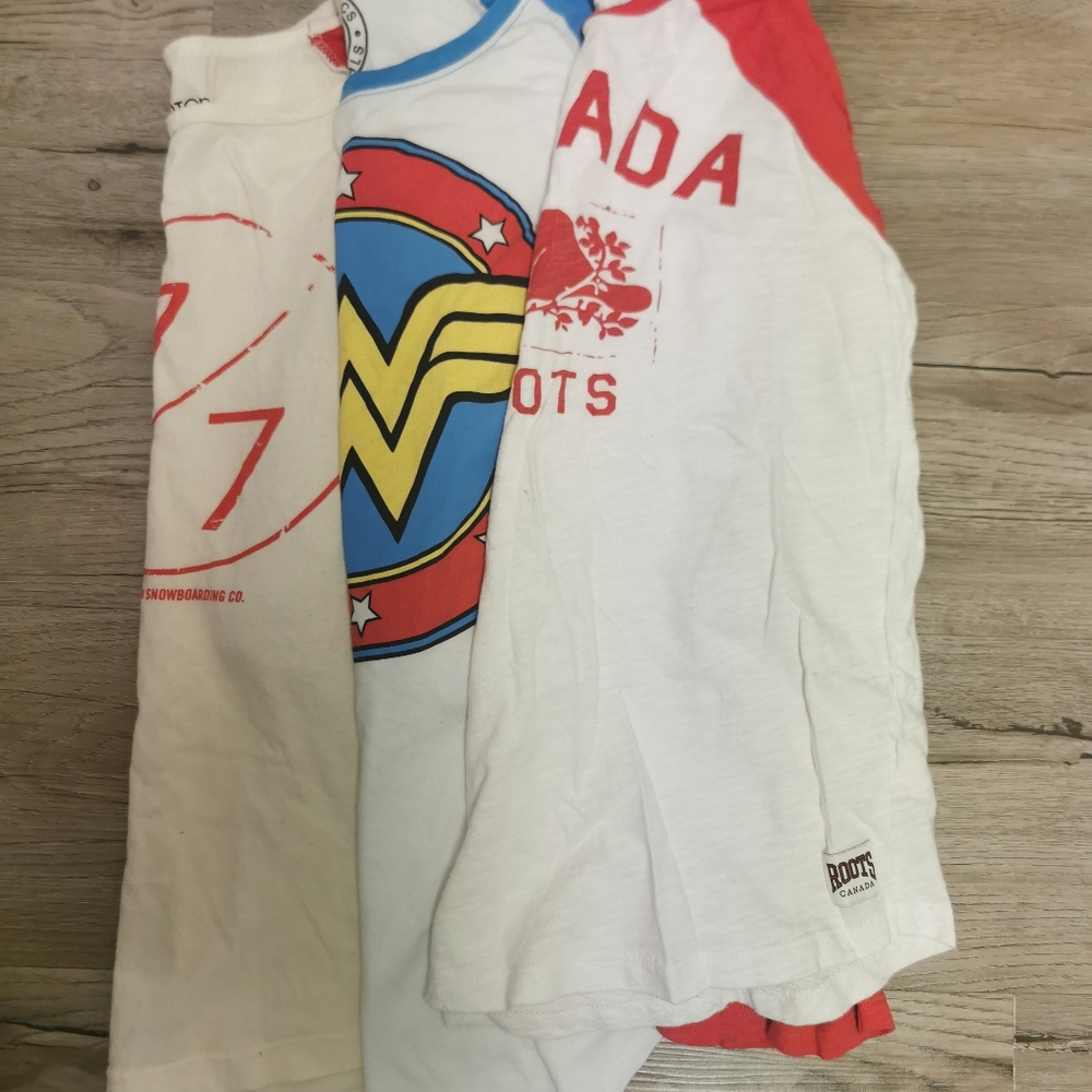 Three baseball tees, two new, one used, xs-s